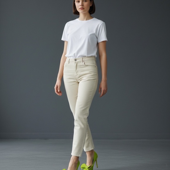 Size 7.5 Women’s Chartreuse/bright lime green bow-Heels pointed statement pumps - Picture 9 of 10